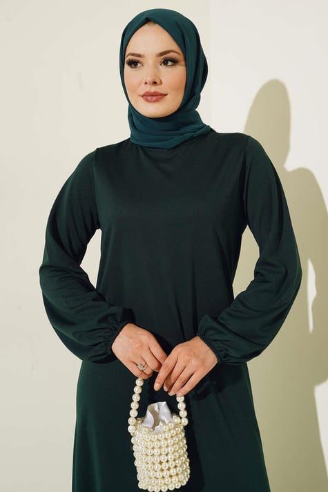 Elastic Wrists Floral Detailed Dress