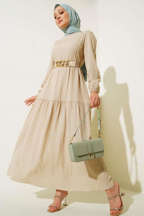 Crescent Dress Beige